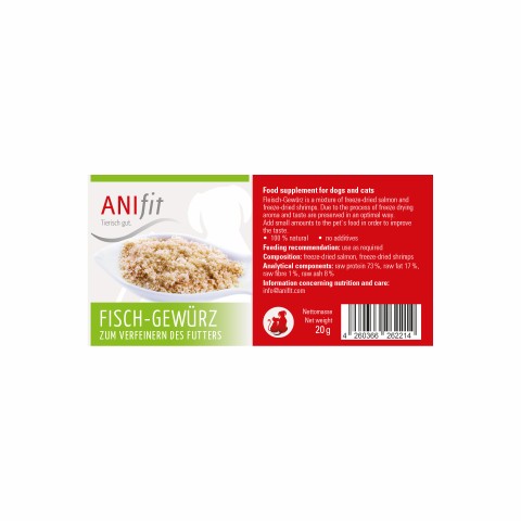 Cat Dog Accessories B.A.R.F. Snacks Supplements Fish-Flavour (Fisch-Gewürz) 20g 1 Piece -4- Anifit